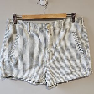 American Eagle Size 12 Striped White and Blue High Rise Shorts